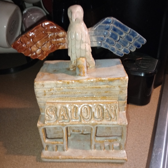 Other - Handmade Stoneware Saloon with Eagle Figurine